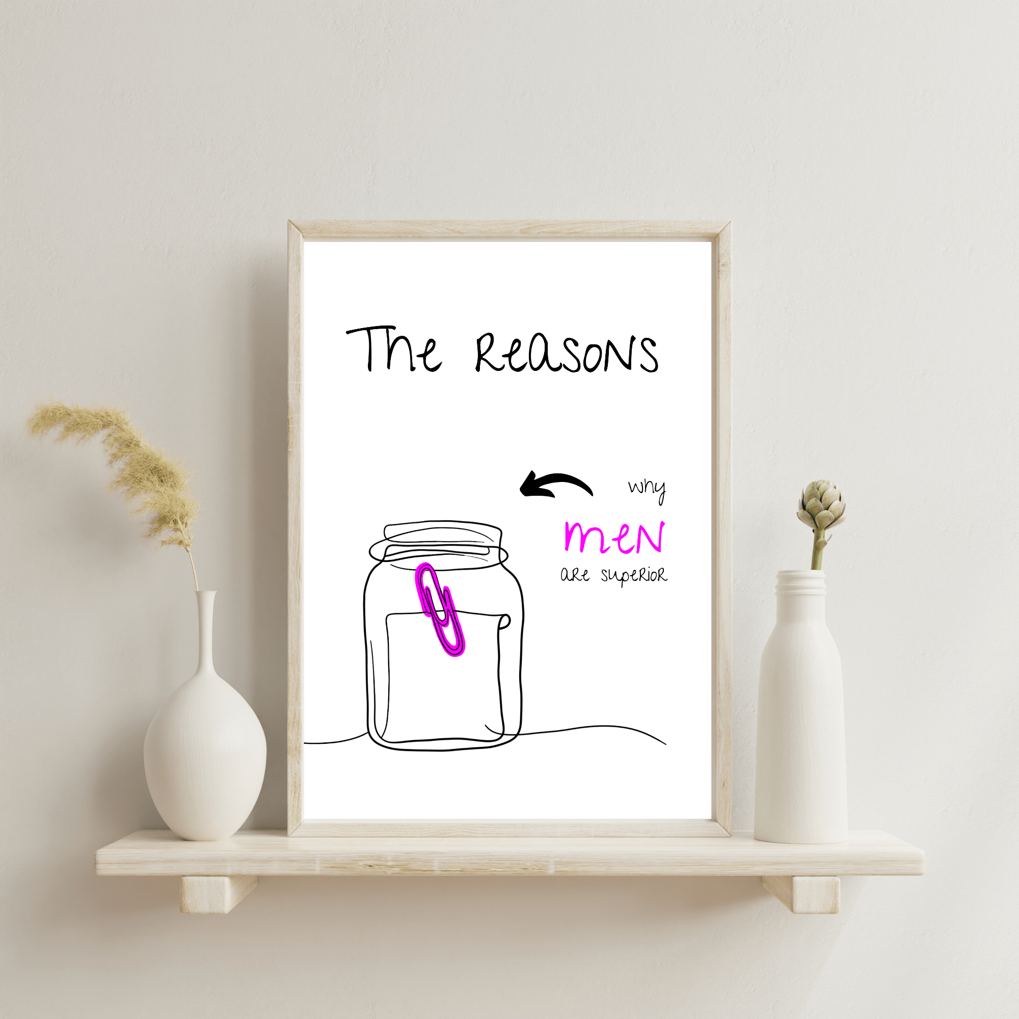 No Shit Shirts - Poster: The reasons why men are superior: - Gender Roles - basic