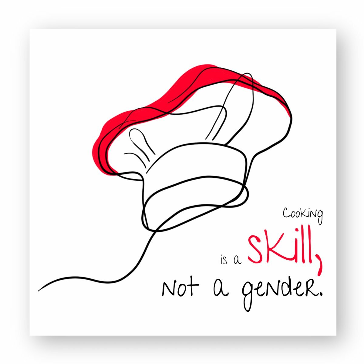 No Shit Shirts - Sticker: Cooking is a skill, not a gender. - Gender Roles - basic