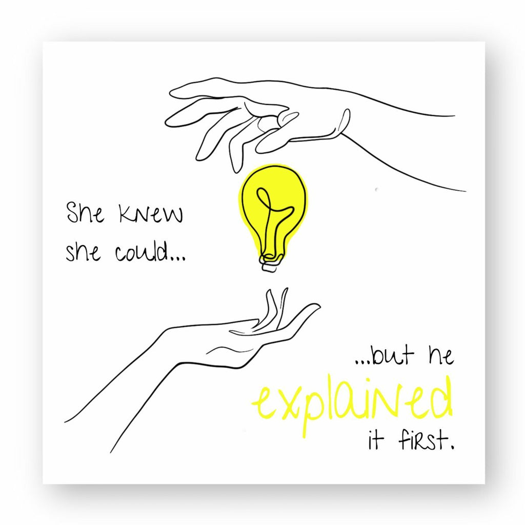 No Shit Shirts - Sticker: She knew she could, but he explained it first. - Mansplaining - basic