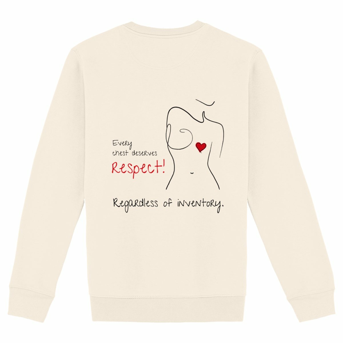 No Shit Shirts - Sweatshirt (Backprint): Every chest deserves respect. Regardless of inventory. - Body & Autonomy & Sexism - basic