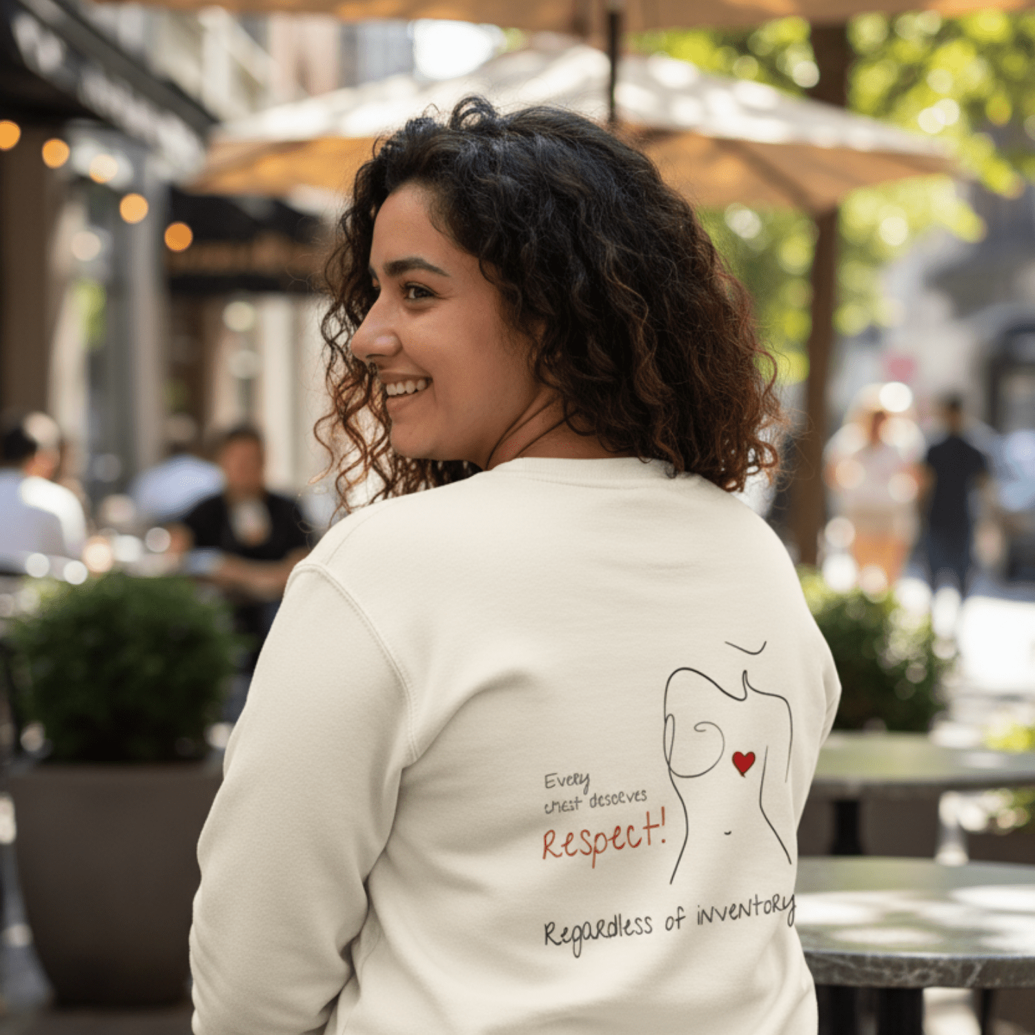 No Shit Shirts - Sweatshirt (Backprint): Every chest deserves respect. Regardless of inventory. - Body & Autonomy & Sexism - basic