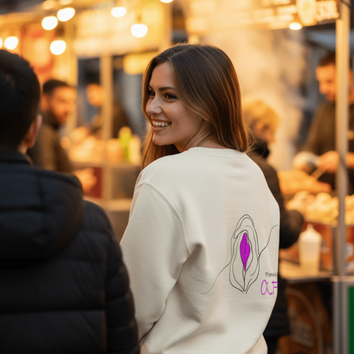 No Shit Shirts - Sweatshirt (Backprint): Feminist AF - Society & Patriarchy - basic