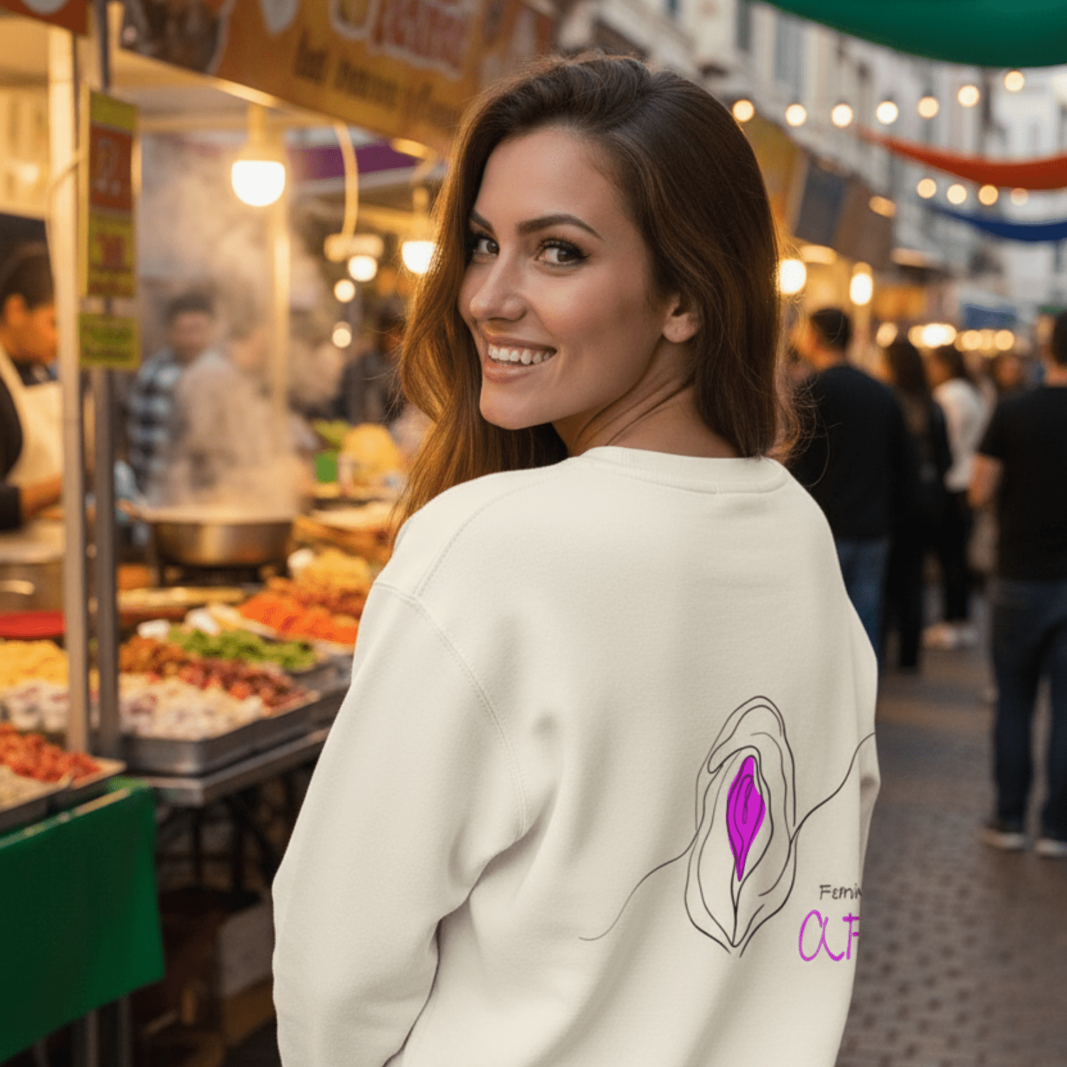 No Shit Shirts - Sweatshirt (Backprint): Feminist AF - Society & Patriarchy - basic