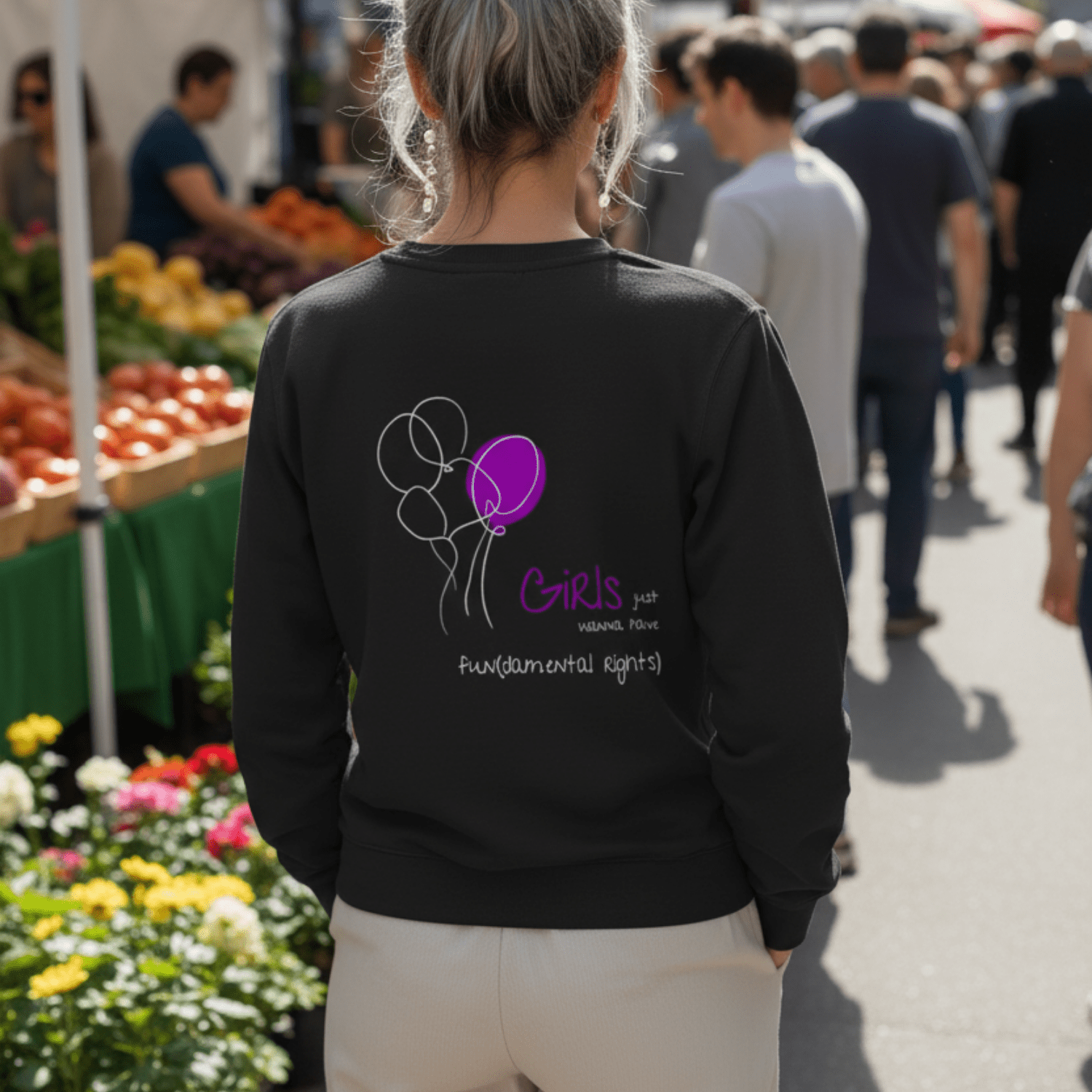 No Shit Shirts - Sweatshirt (Backprint): Girls just wanna have fun(damental rights) - Society & Patriarchy - basic