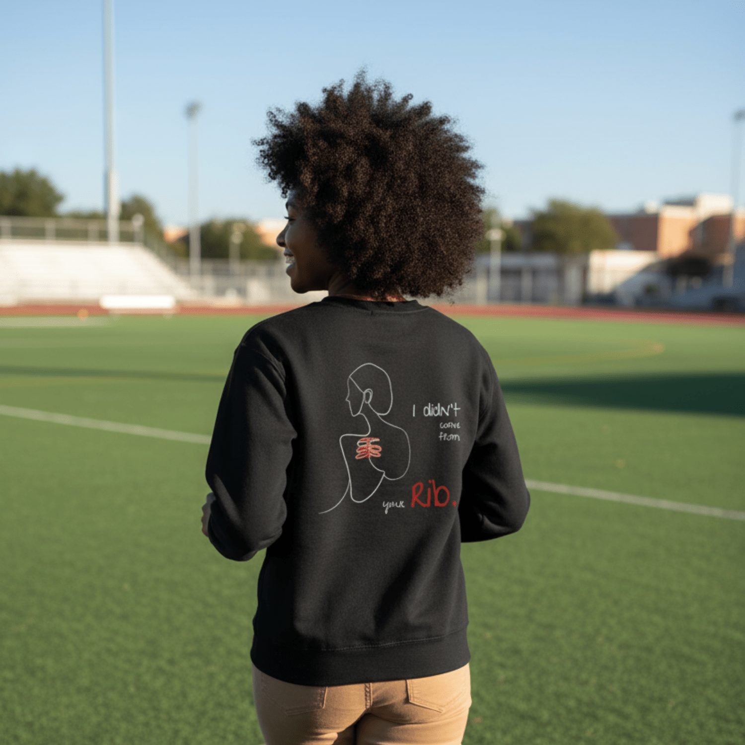 No Shit Shirts - Sweatshirt (Backprint): I didn’t come from your rib. - Body & Autonomy & Sexism - basic