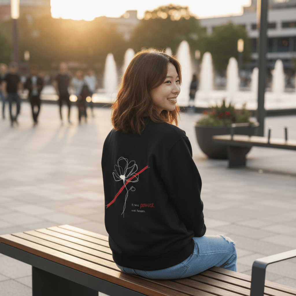 No Shit Shirts - Sweatshirt (Backprint): I’ll take power over flowers - Society & Patriarchy - basic