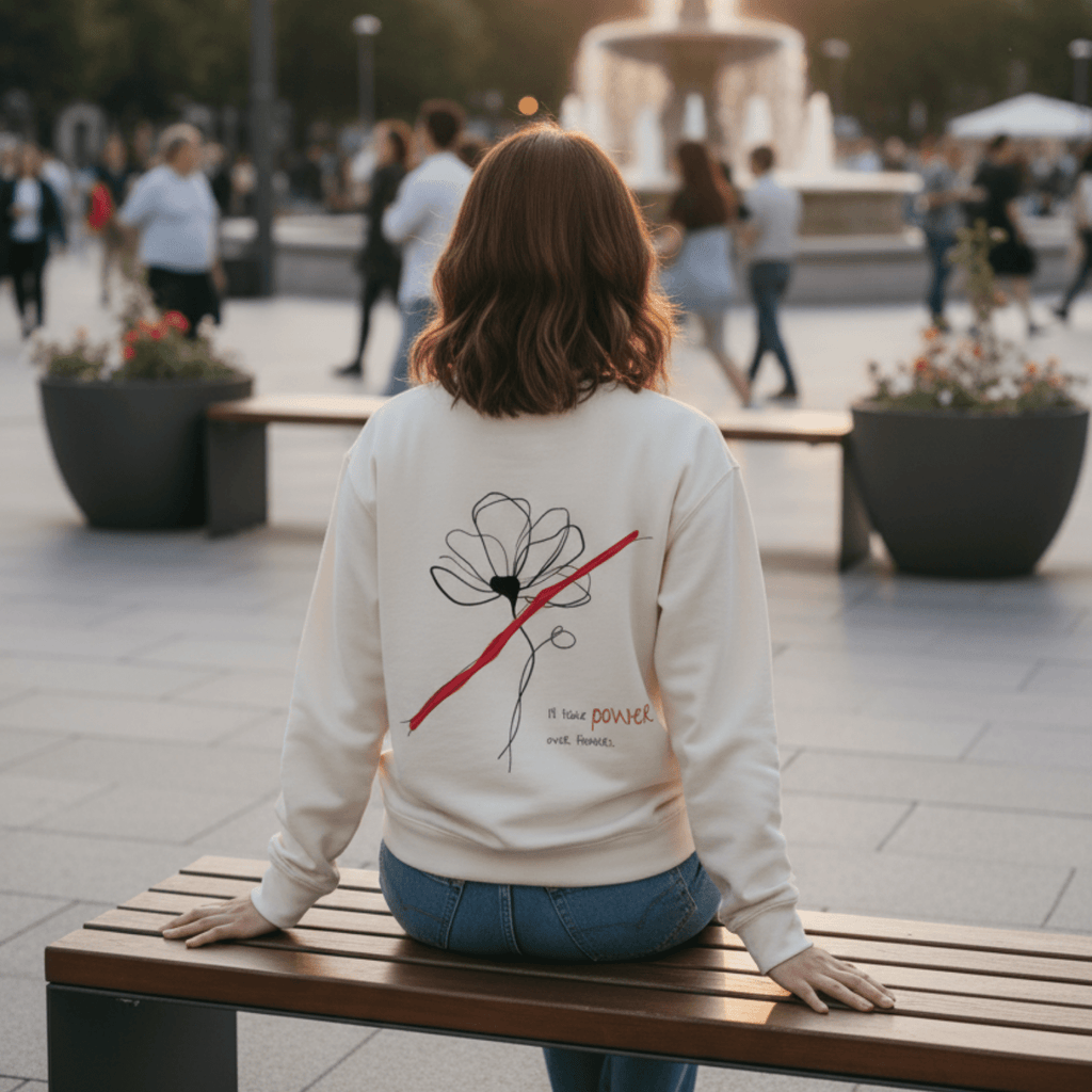 No Shit Shirts - Sweatshirt (Backprint): I’ll take power over flowers - Society & Patriarchy - basic