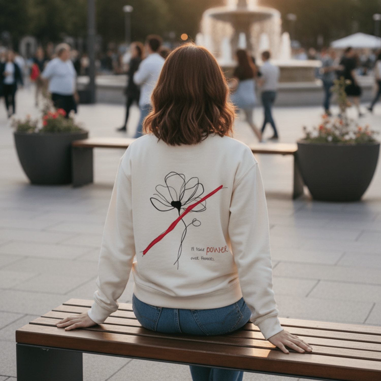 No Shit Shirts - Sweatshirt (Backprint): I’ll take power over flowers - Society & Patriarchy - basic