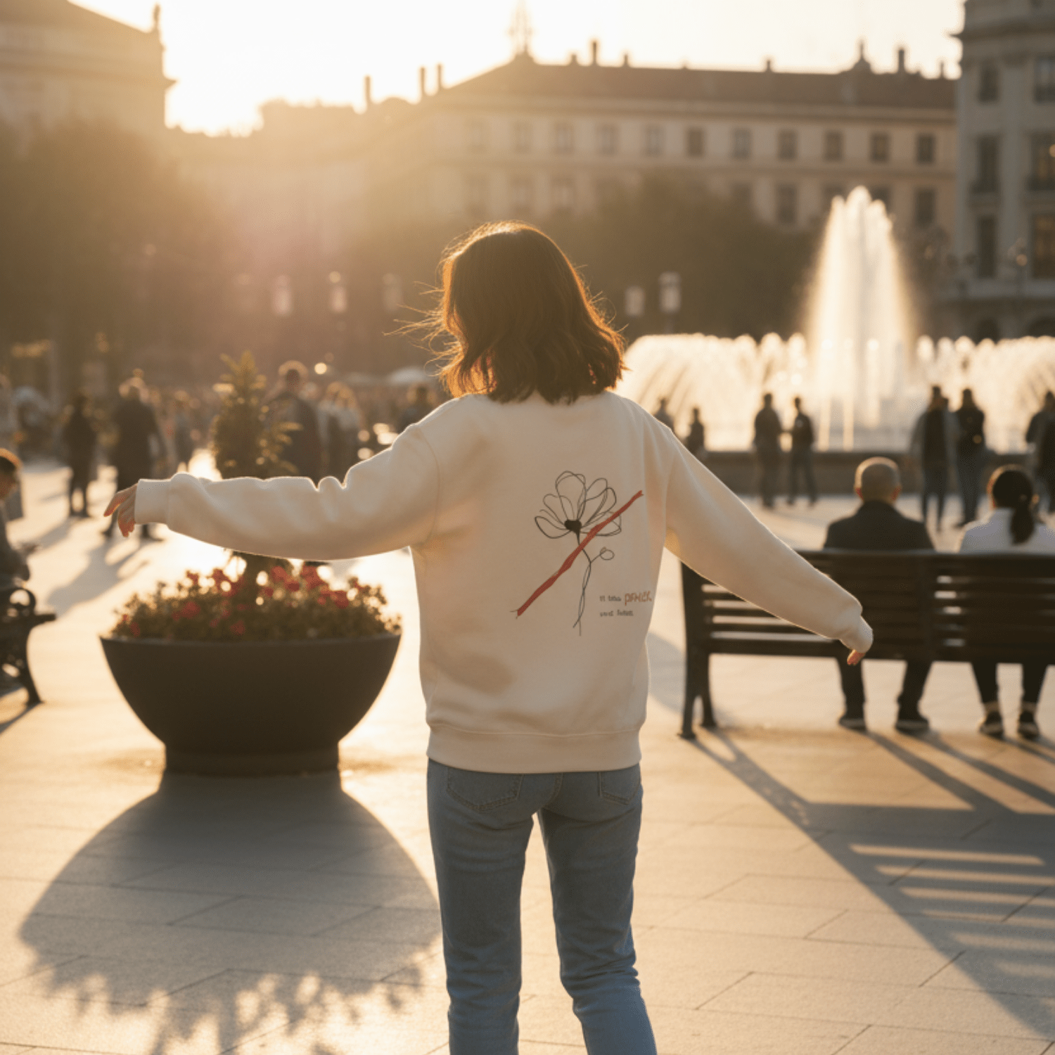 No Shit Shirts - Sweatshirt (Backprint): I’ll take power over flowers - Society & Patriarchy - basic