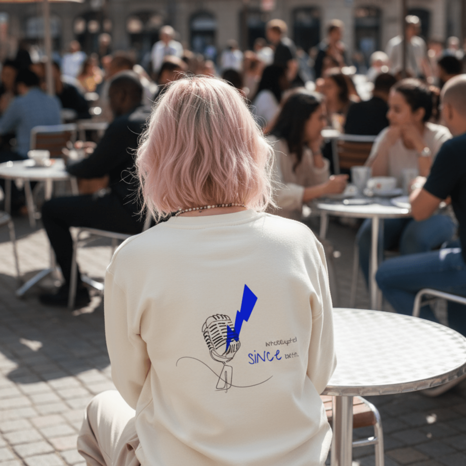 No Shit Shirts - Sweatshirt (Backprint): Interrupted since birth. - Mansplaining - basic