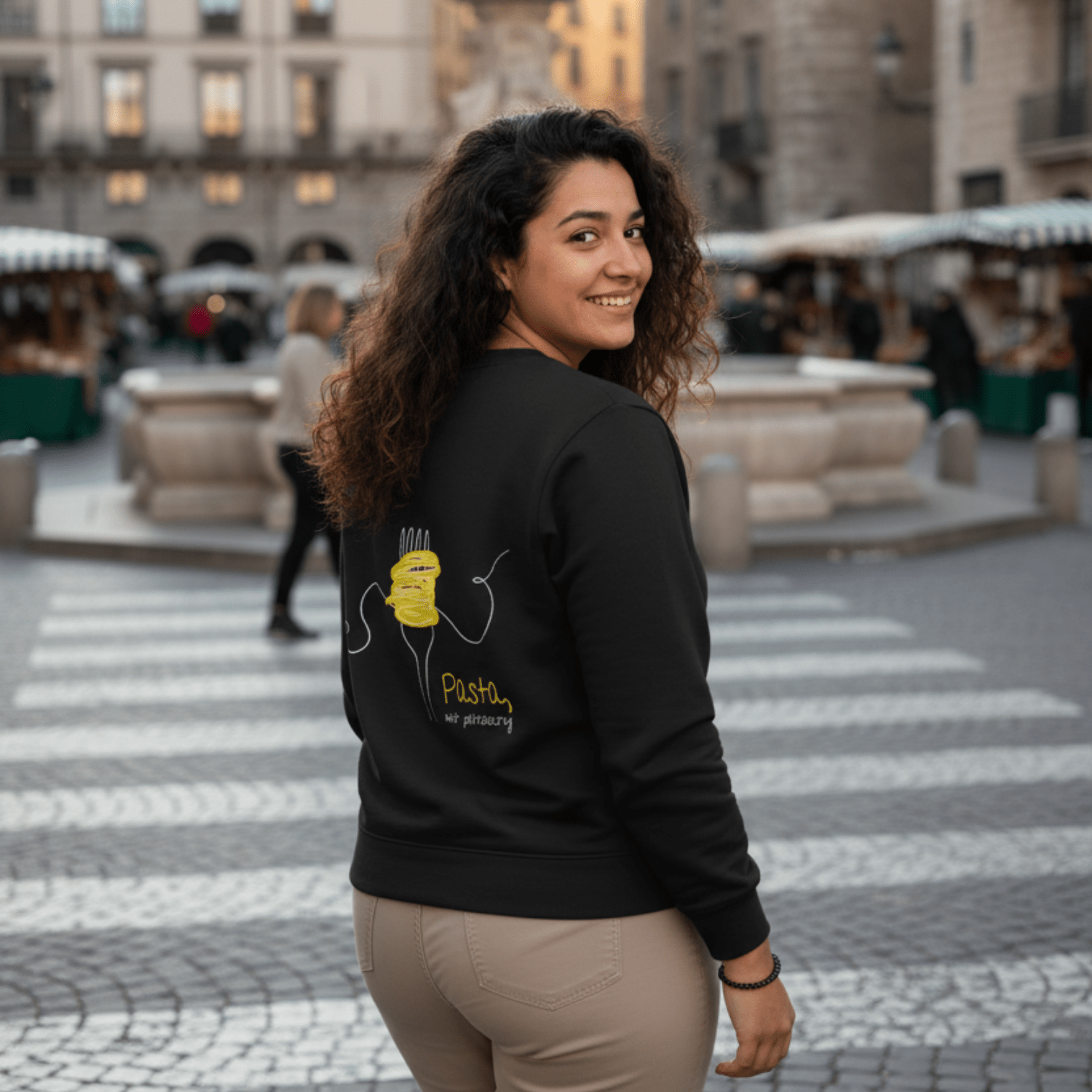 No Shit Shirts - Sweatshirt (Backprint): Pasta, not patriarchy - Society & Patriarchy - basic