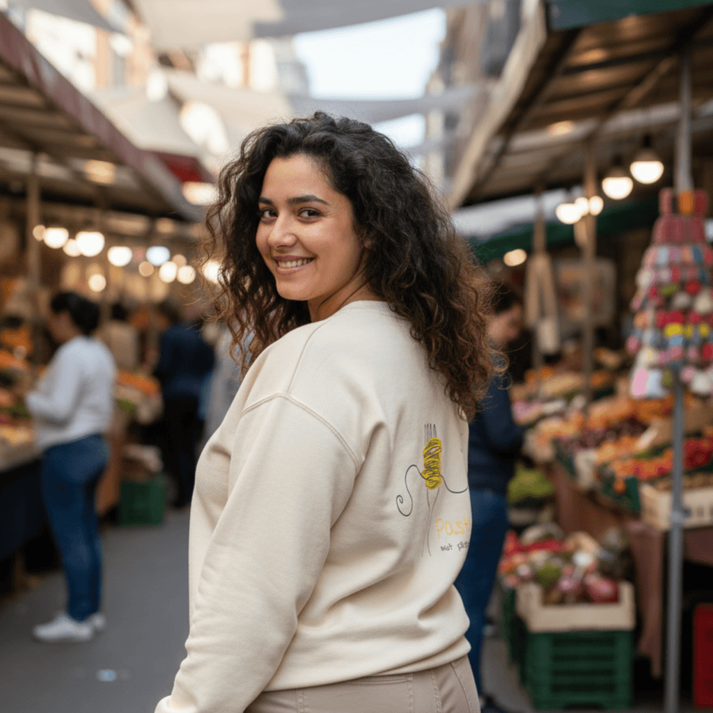 No Shit Shirts - Sweatshirt (Backprint): Pasta, not patriarchy - Society & Patriarchy - basic