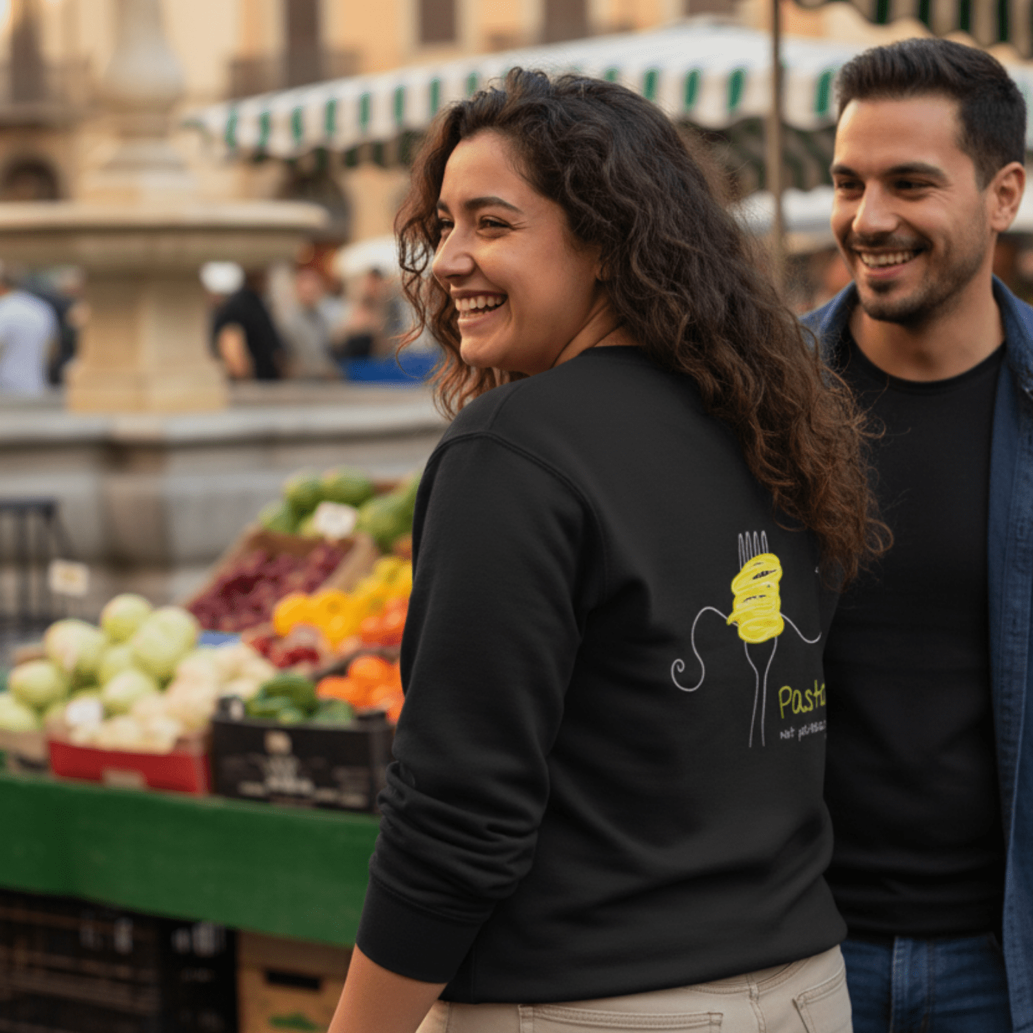 No Shit Shirts - Sweatshirt (Backprint): Pasta, not patriarchy - Society & Patriarchy - basic