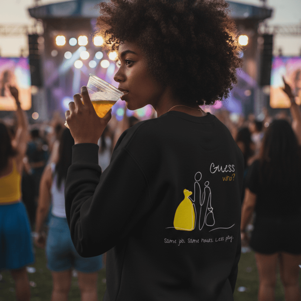 No Shit Shirts - Sweatshirt (Backprint): Same job. Same hours. Less pay. Guess who? - Equal Pay - basic