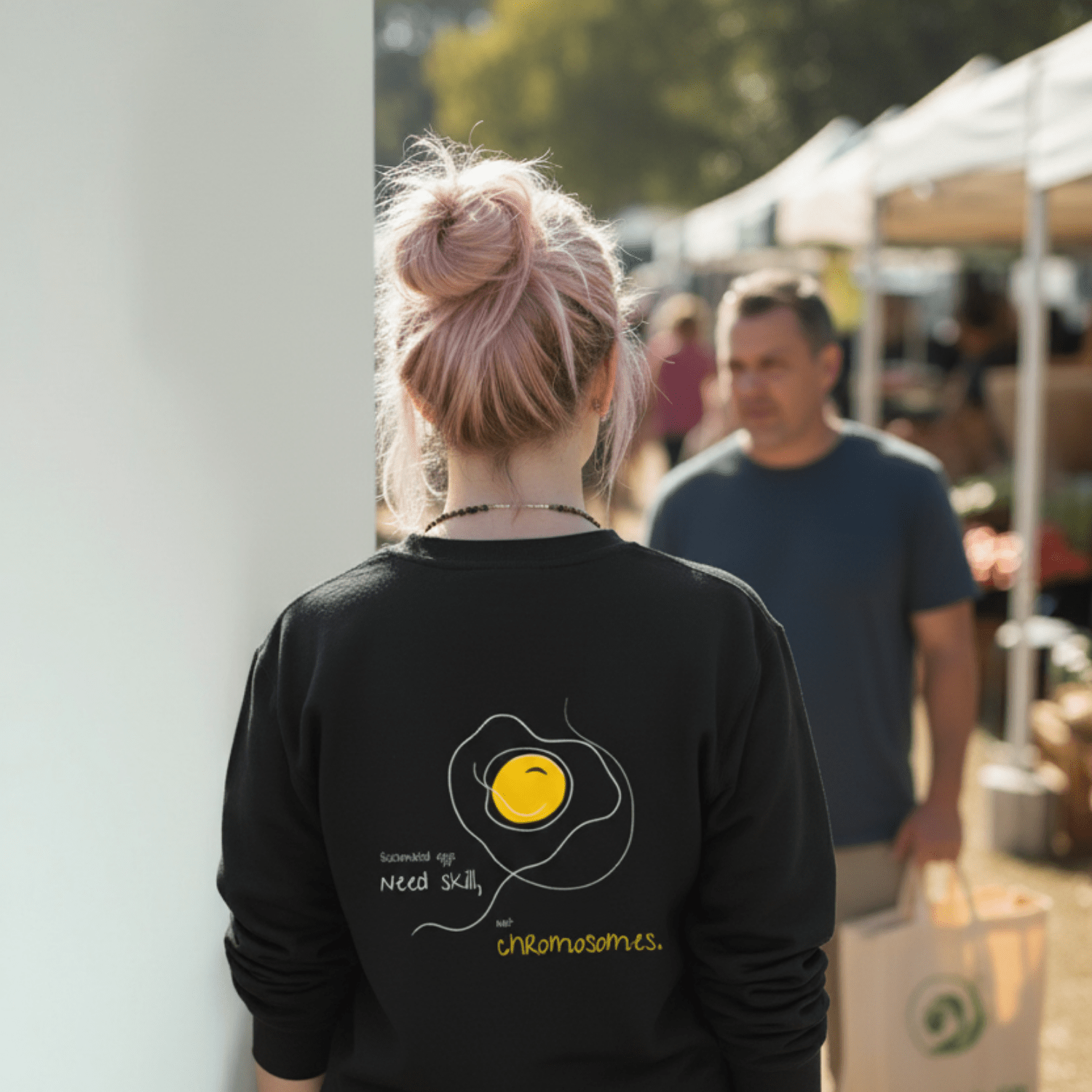 No Shit Shirts - Sweatshirt (Backprint): Scrambled eggs need skill, not chromosomes. - Gender Roles - basic