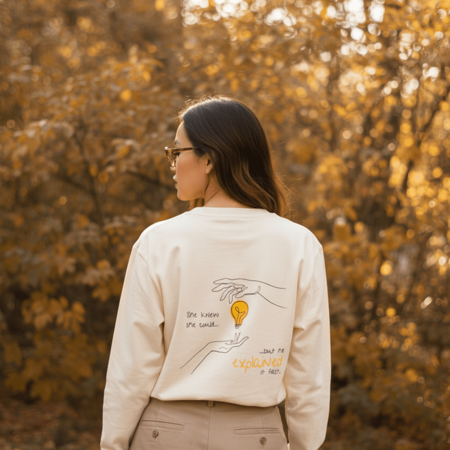 No Shit Shirts - Sweatshirt (Backprint): She knew she could, but he explained it first. - Mansplaining - basic