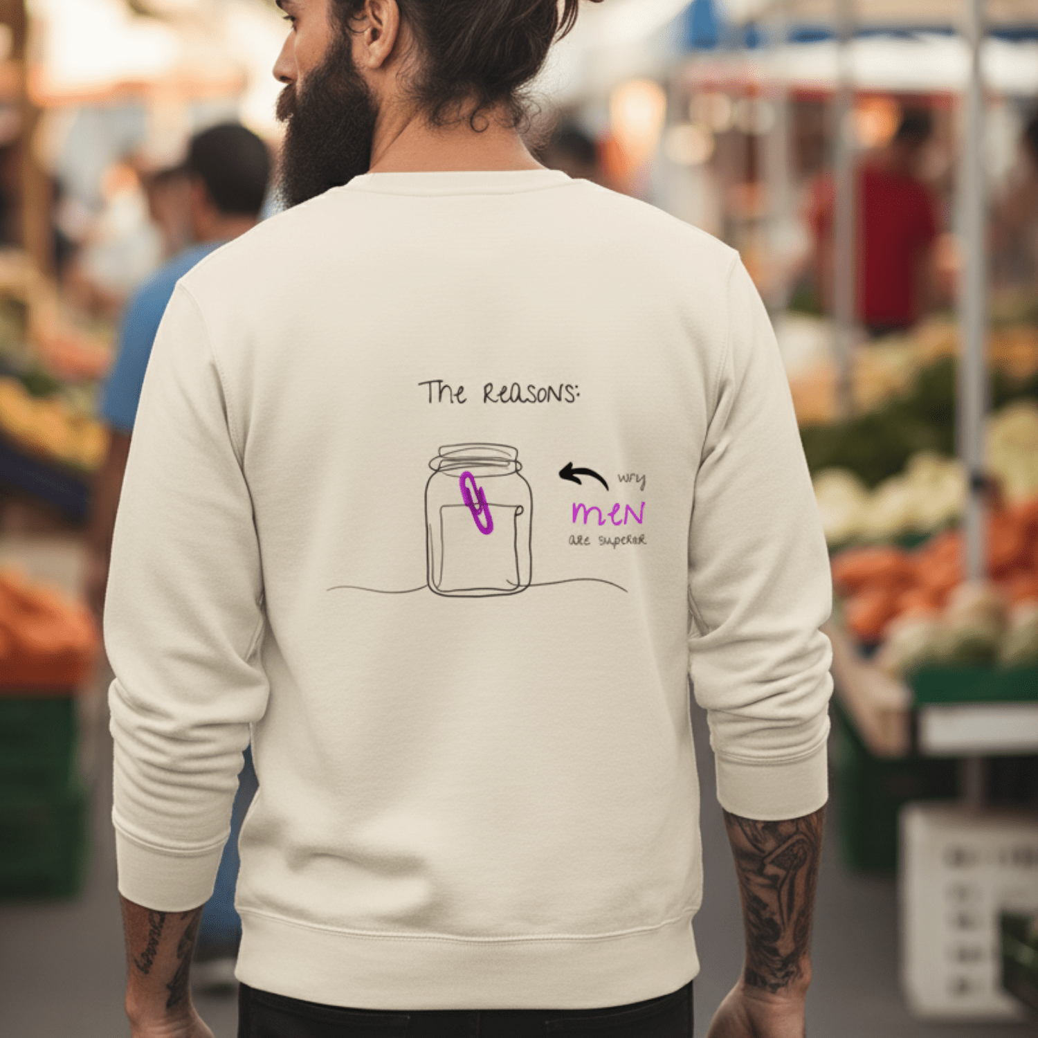 No Shit Shirts - Sweatshirt (Backprint): The reasons why men are superior: - Gender Roles - basic