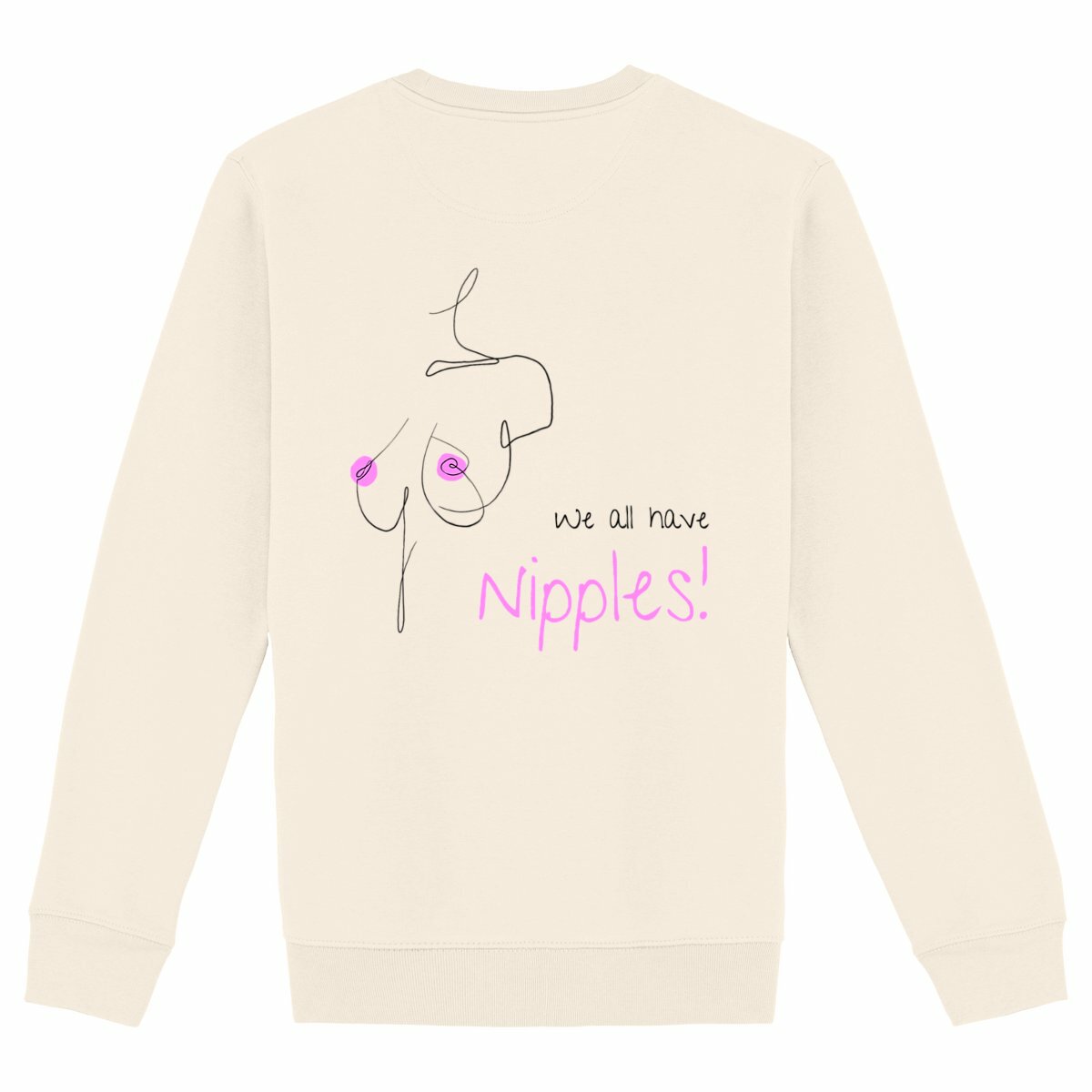 No Shit Shirts - Sweatshirt (Backprint): We all have nipples! - Body & Autonomy & Sexism - basic