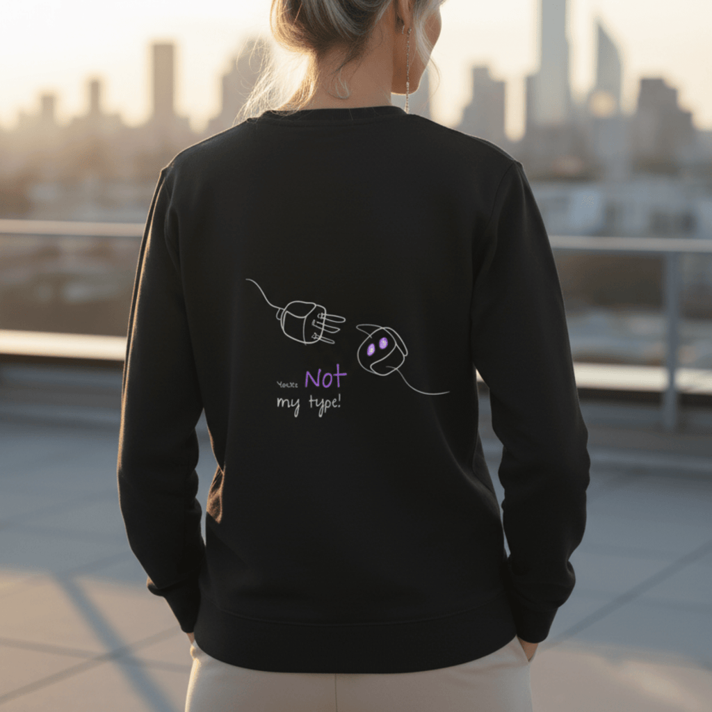 No Shit Shirts - Sweatshirt (Backprint): Your not my type - Body & Autonomy & Sexism - basic