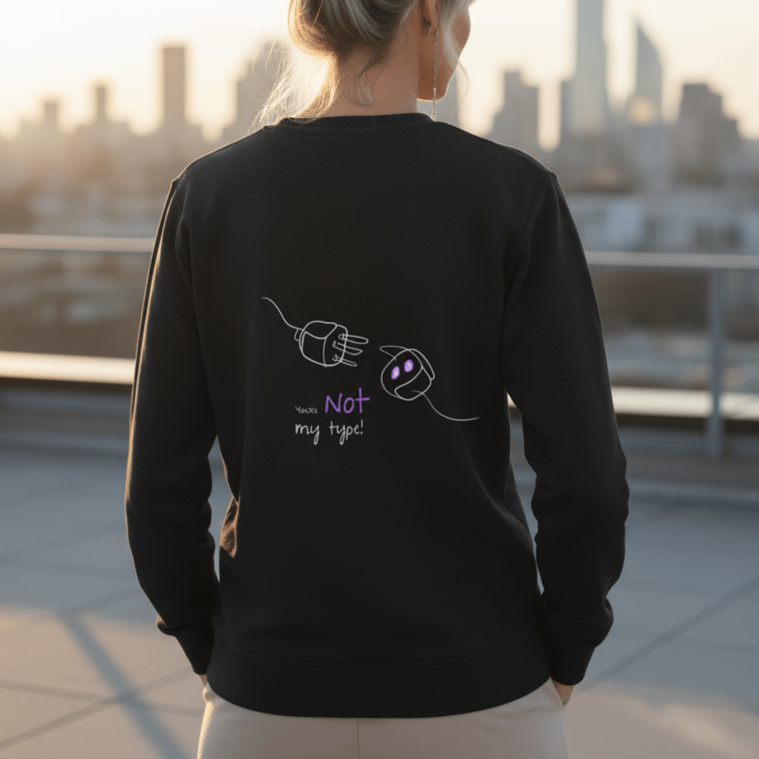 No Shit Shirts - Sweatshirt (Backprint): Your not my type - Body & Autonomy & Sexism - basic