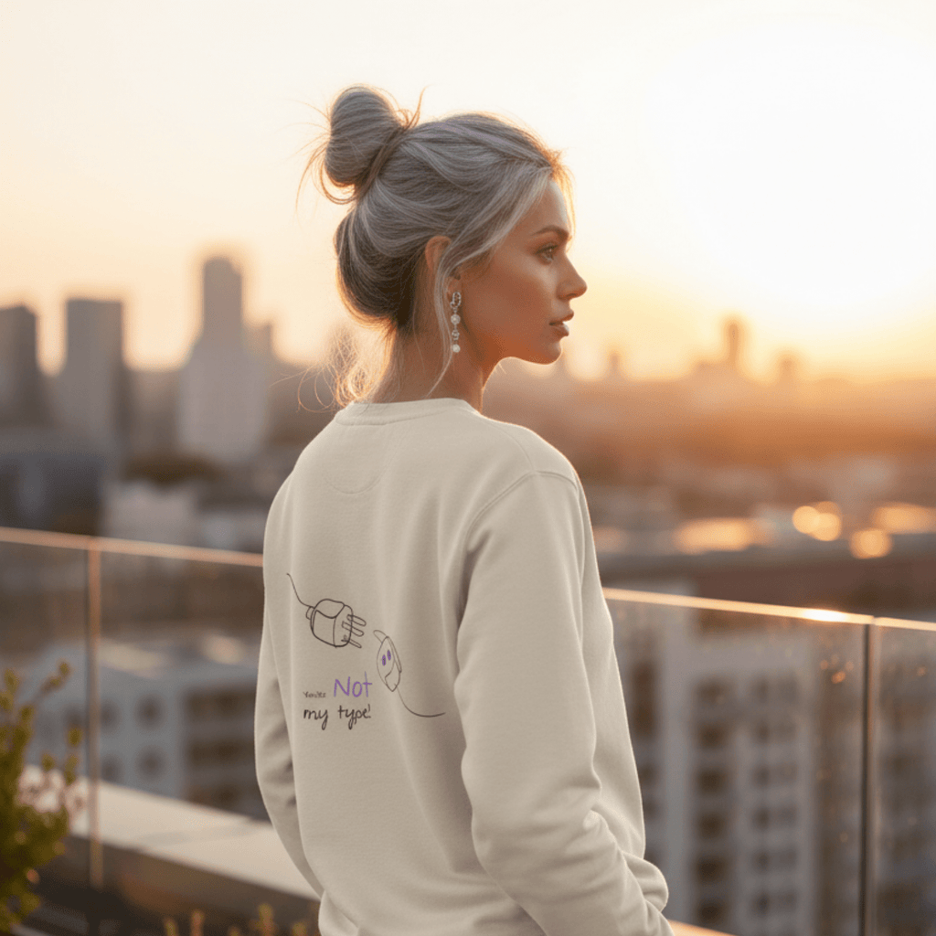 No Shit Shirts - Sweatshirt (Backprint): Your not my type - Body & Autonomy & Sexism - basic