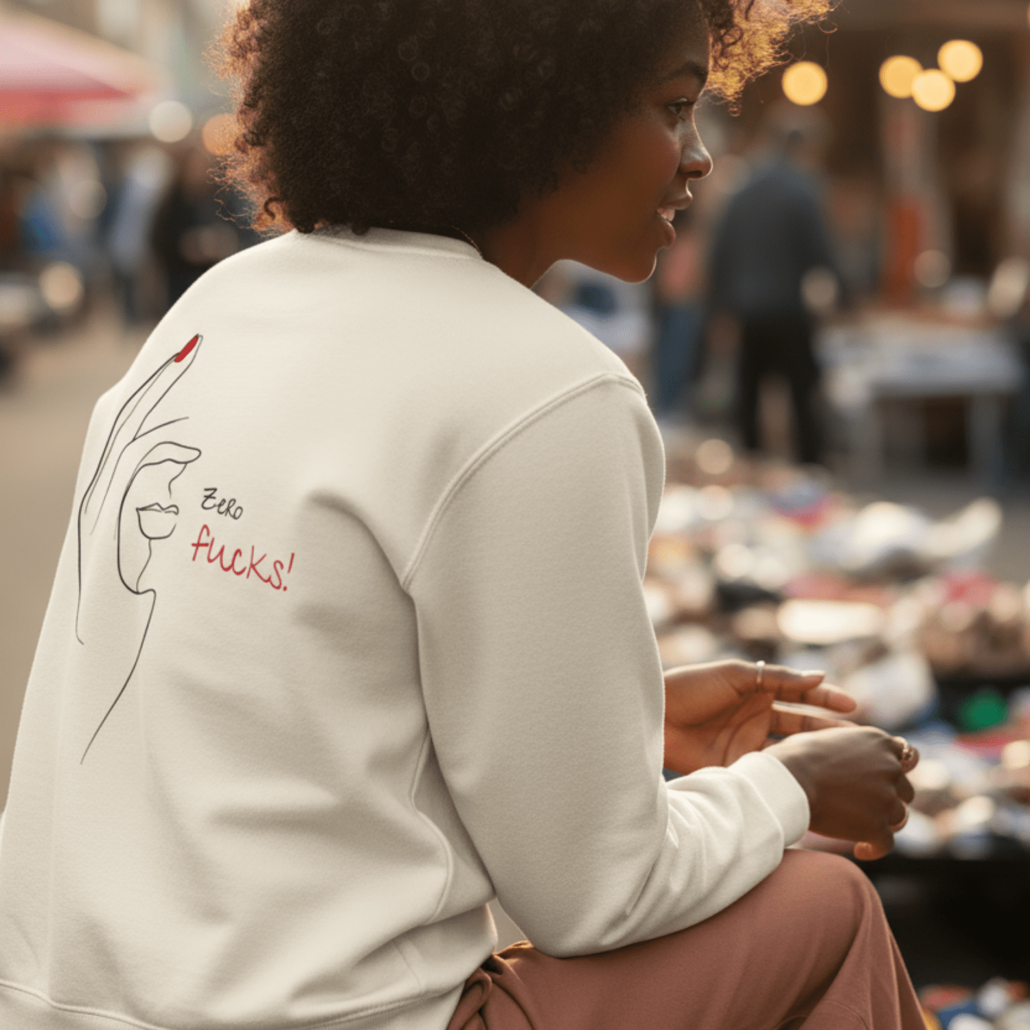 No Shit Shirts - Sweatshirt (Backprint): Zero Fucks - Society & Patriarchy - basic