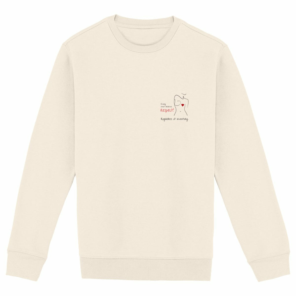 No Shit Shirts - Sweatshirt: Every chest deserves respect. Regardless of inventory. - Body & Autonomy & Sexism - basic