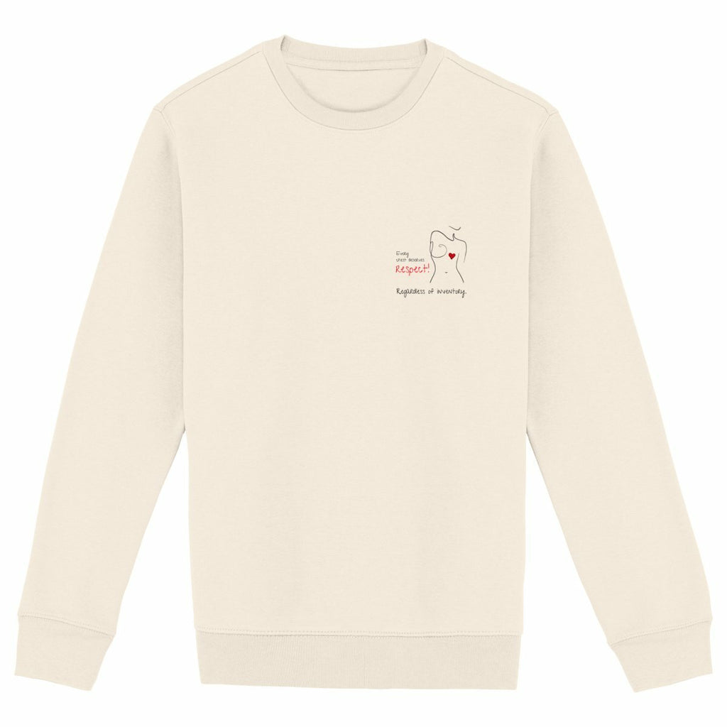 No Shit Shirts - Sweatshirt: Every chest deserves respect. Regardless of inventory. - Body & Autonomy & Sexism - basic