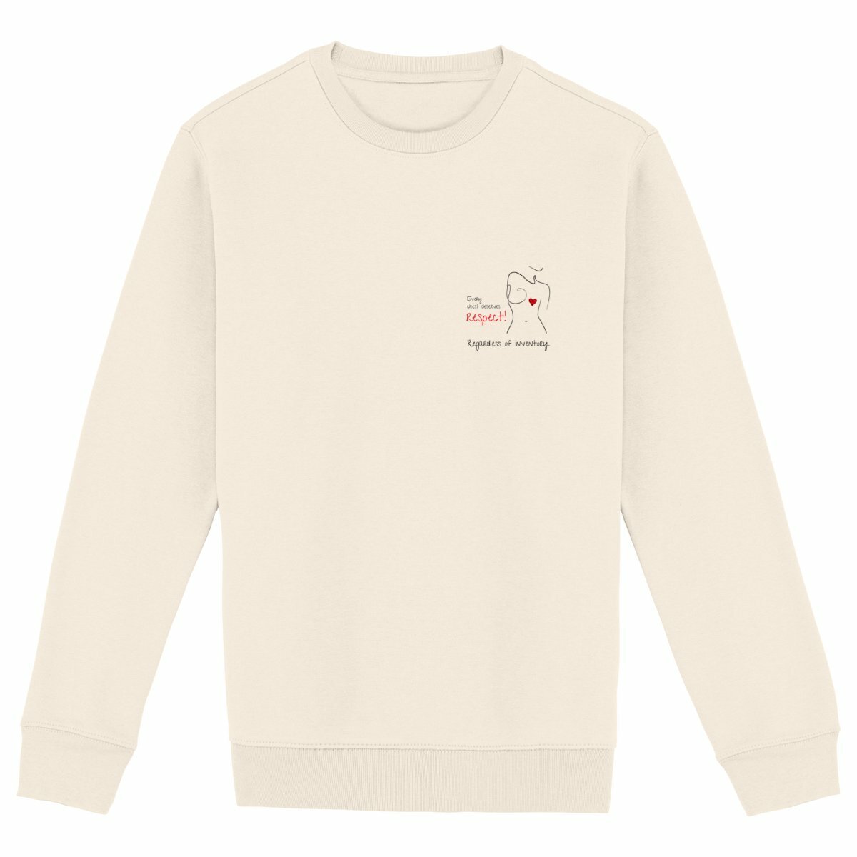 No Shit Shirts - Sweatshirt: Every chest deserves respect. Regardless of inventory. - Body & Autonomy & Sexism - basic