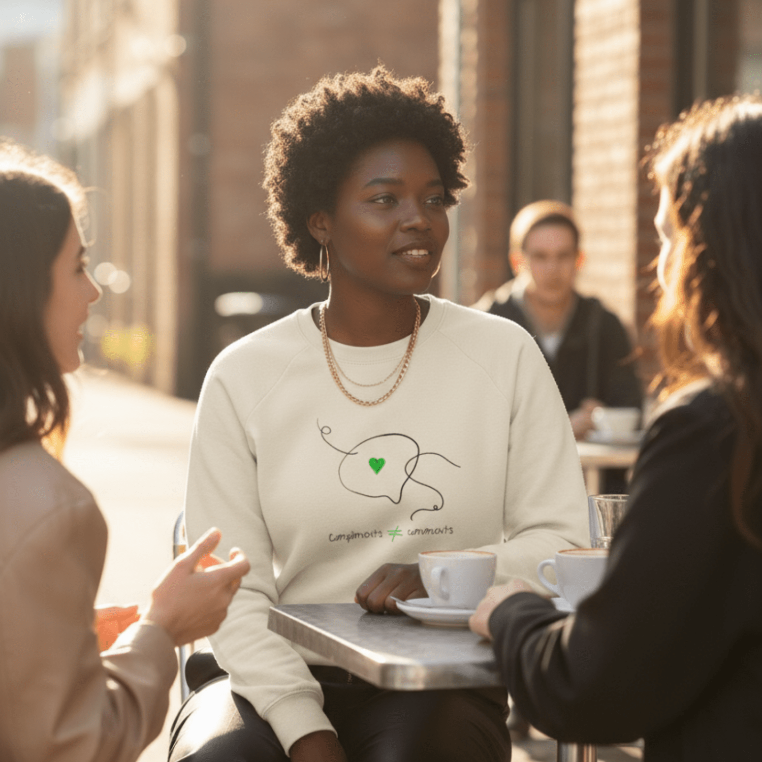 No Shit Shirts - Sweatshirt (Frontprint Large): Compliments ≠ comments. - Mansplaining - basic