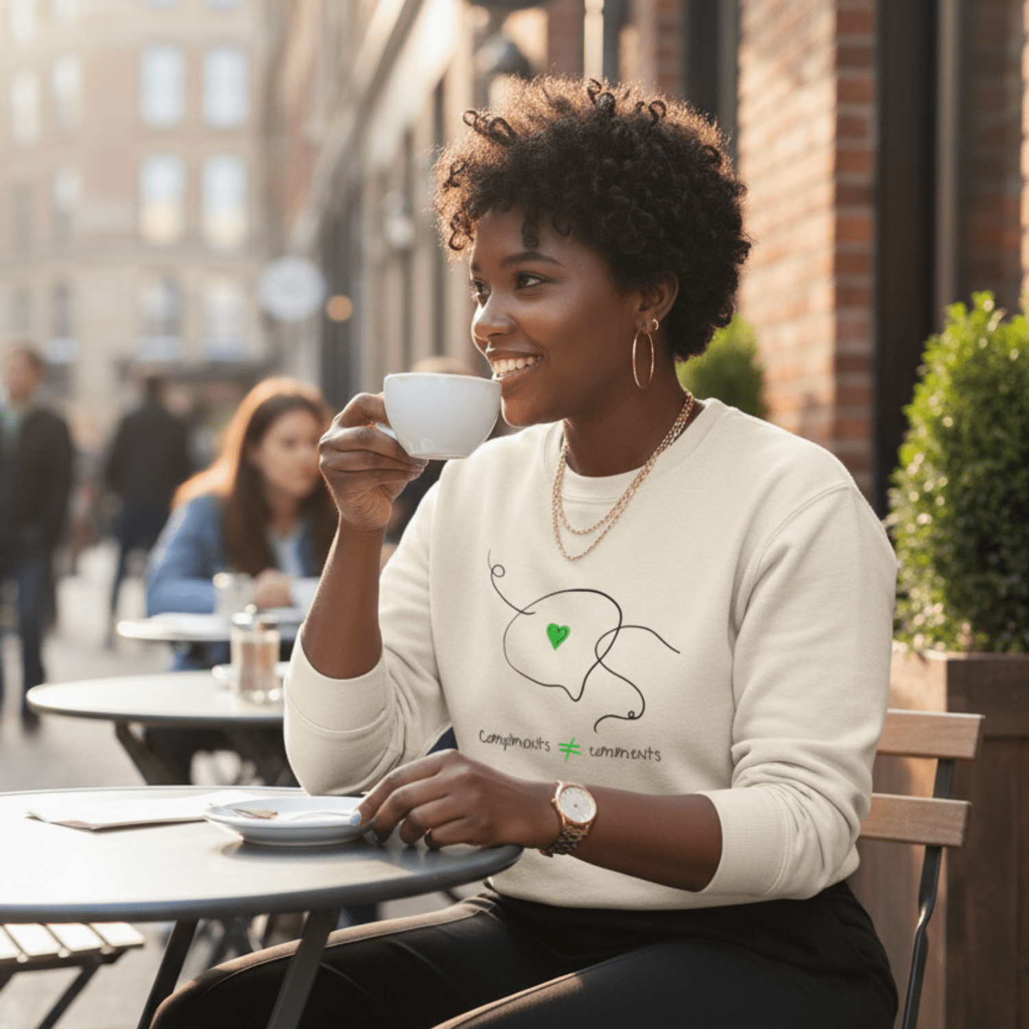 No Shit Shirts - Sweatshirt (Frontprint Large): Compliments ≠ comments. - Mansplaining - basic