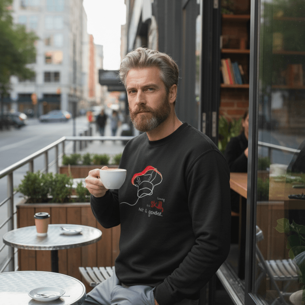 No Shit Shirts - Sweatshirt (Frontprint Large): Cooking is a skill, not a gender. - Gender Roles - basic