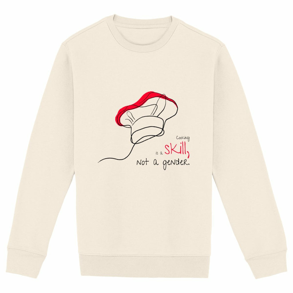No Shit Shirts - Sweatshirt (Frontprint Large): Cooking is a skill, not a gender. - Gender Roles - basic