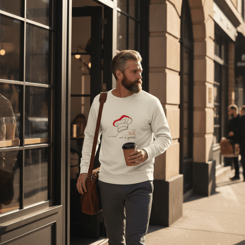 No Shit Shirts - Sweatshirt (Frontprint Large): Cooking is a skill, not a gender. - Gender Roles - basic