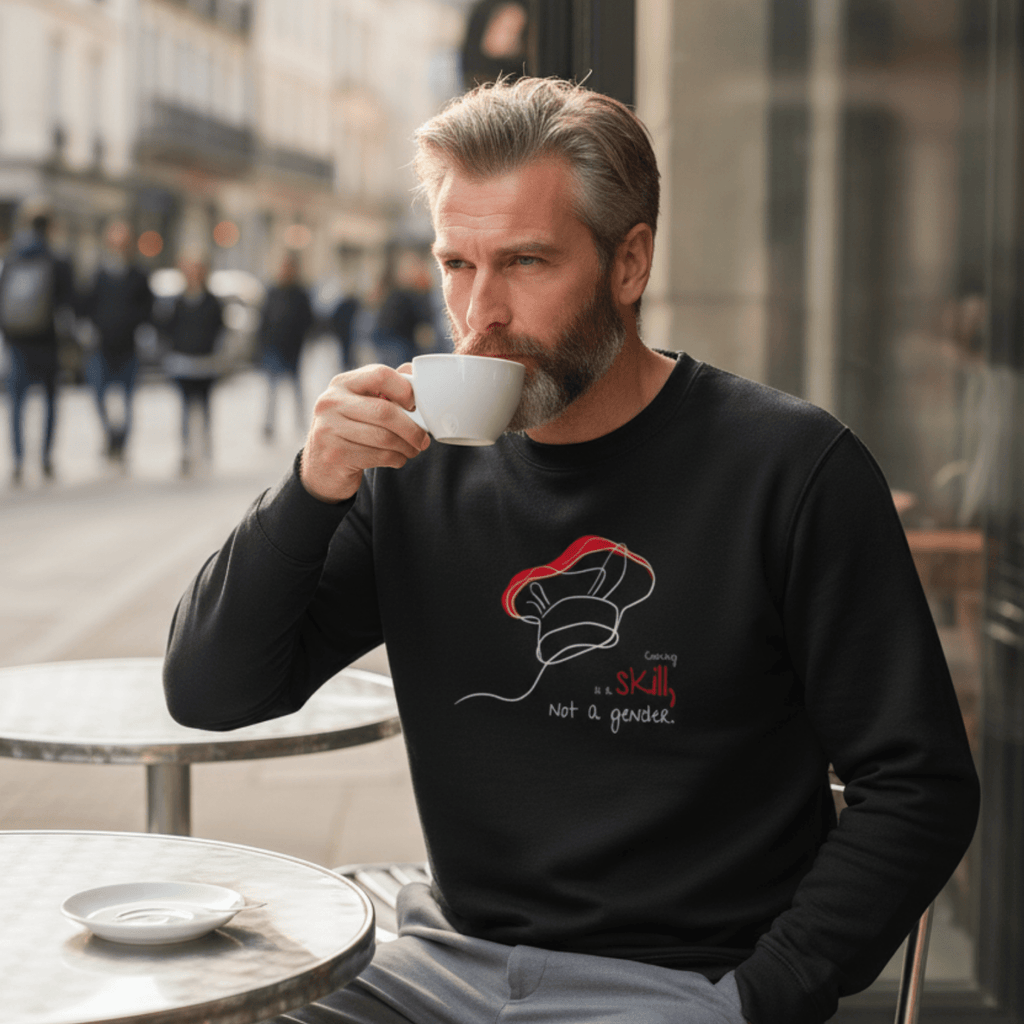 No Shit Shirts - Sweatshirt (Frontprint Large): Cooking is a skill, not a gender. - Gender Roles - basic