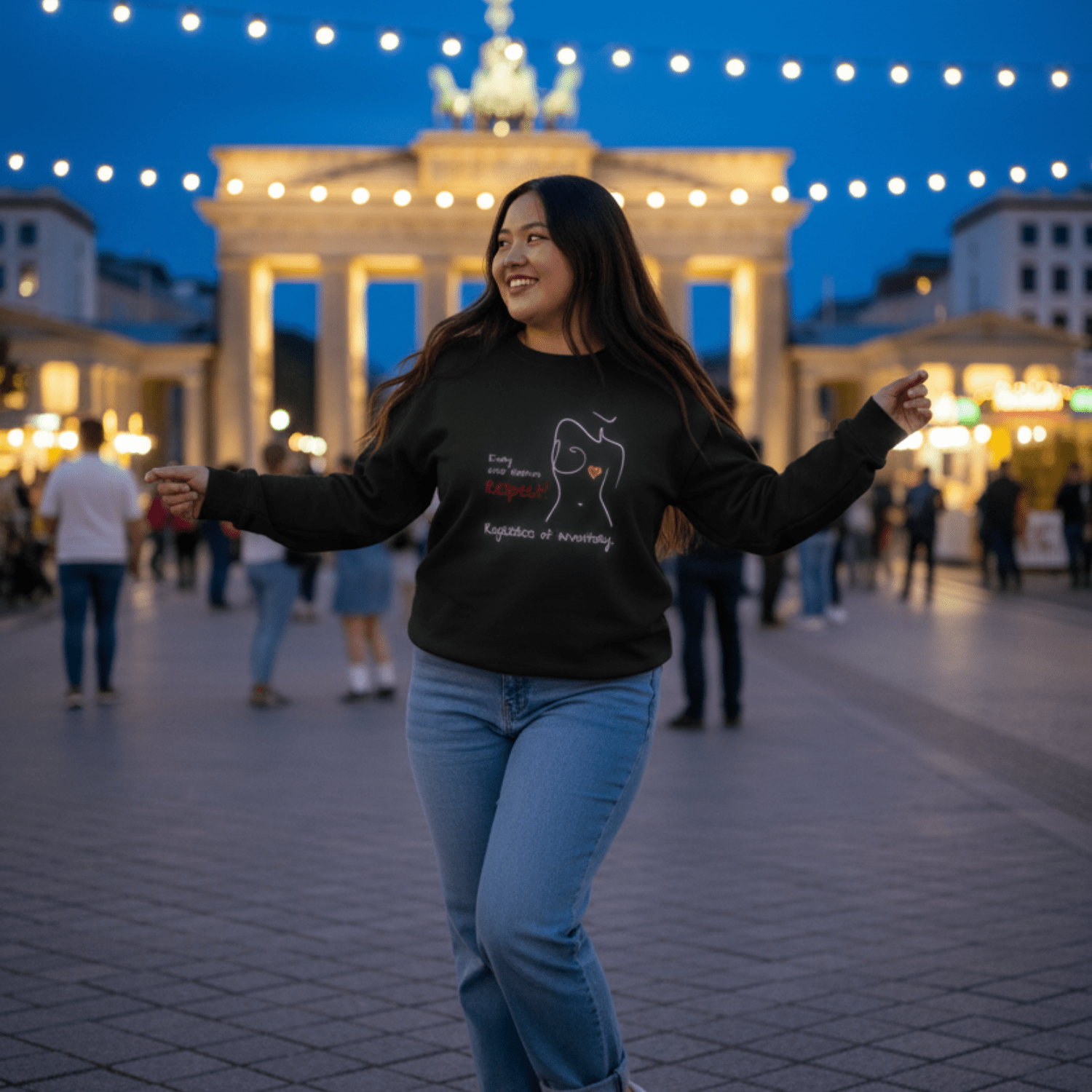 No Shit Shirts - Sweatshirt (Frontprint Large): Every chest deserves respect. Regardless of inventory. - Body & Autonomy & Sexism - basic