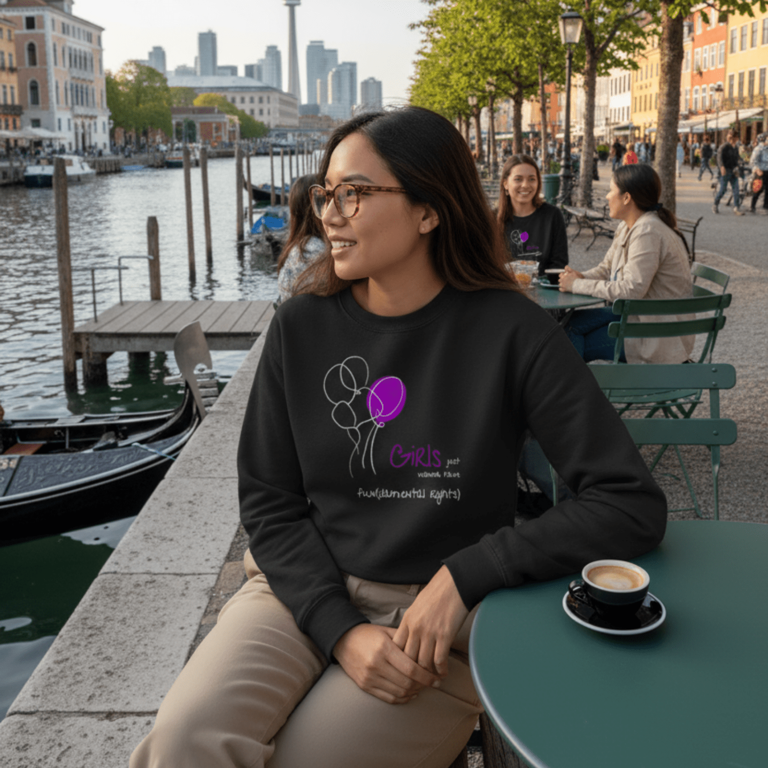 No Shit Shirts - Sweatshirt (Frontprint Large): Girls just wanna have fun(damental rights) - Society & Patriarchy - basic