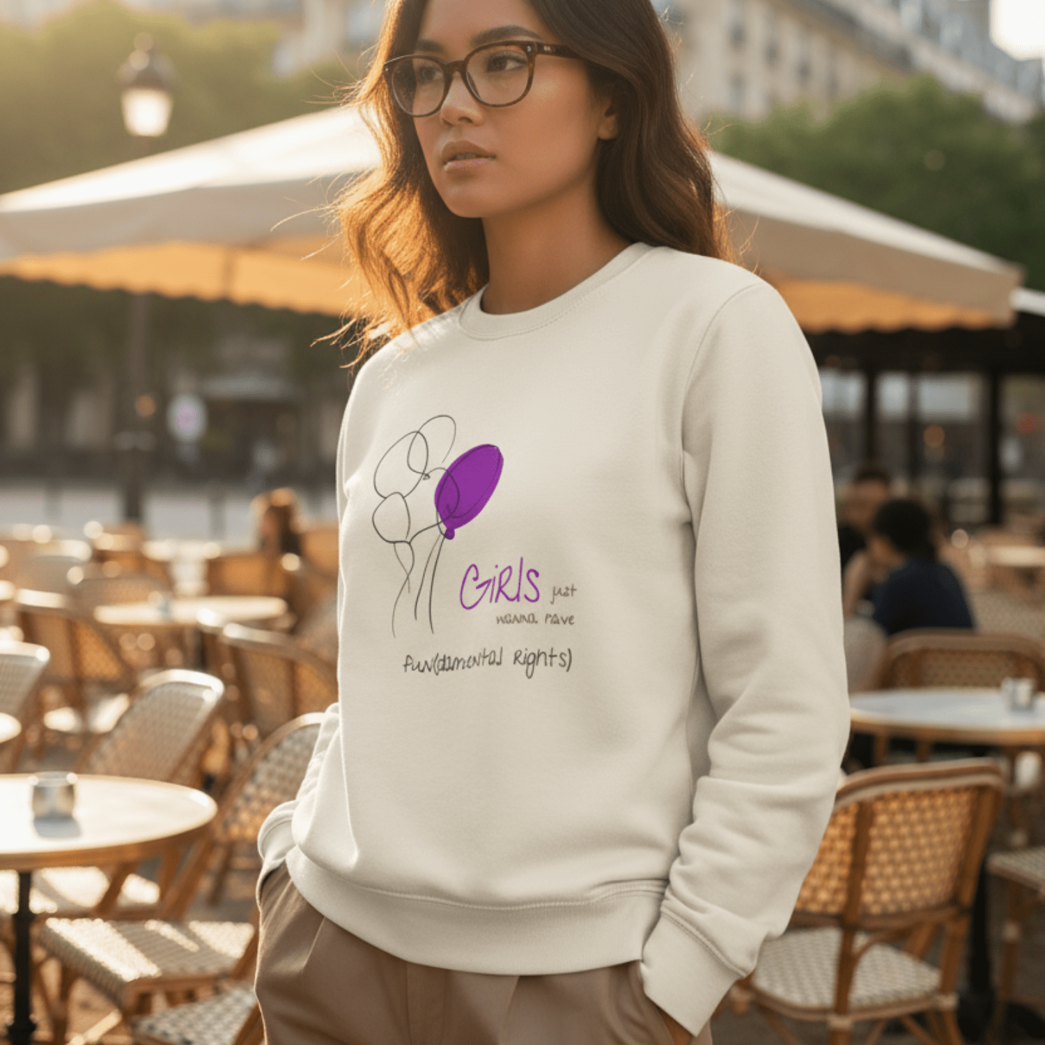 No Shit Shirts - Sweatshirt (Frontprint Large): Girls just wanna have fun(damental rights) - Society & Patriarchy - basic