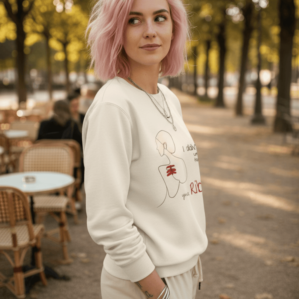 No Shit Shirts - Sweatshirt (Frontprint Large): I didn’t come from your rib. - Body & Autonomy & Sexism - basic