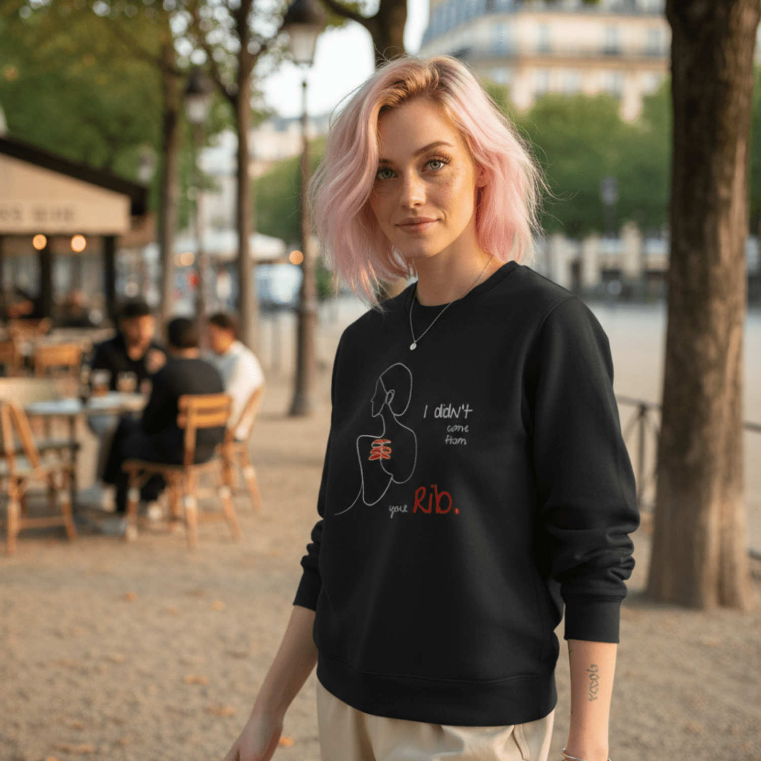 No Shit Shirts - Sweatshirt (Frontprint Large): I didn’t come from your rib. - Body & Autonomy & Sexism - basic