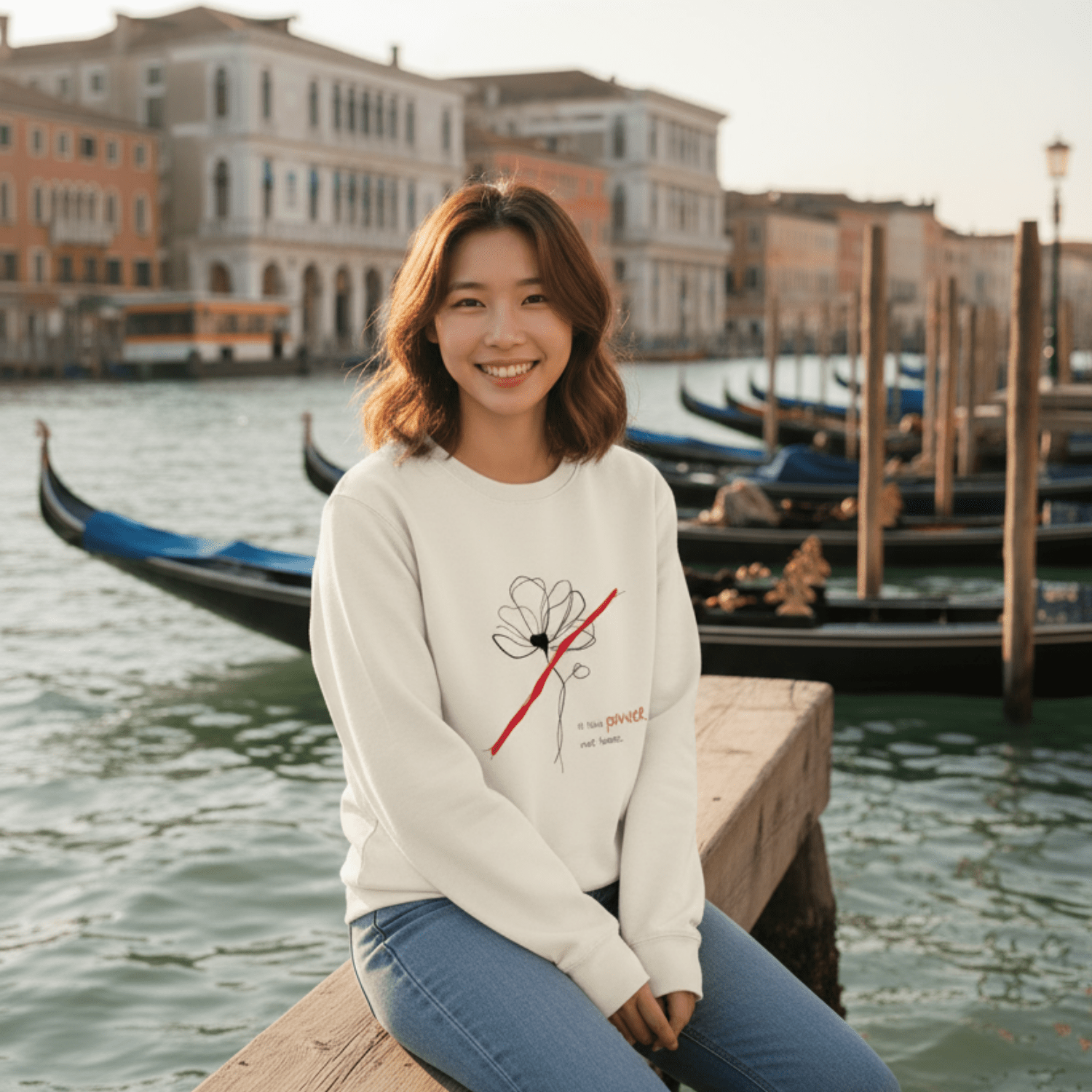 No Shit Shirts - Sweatshirt (Frontprint Large): I’ll take power over flowers - Society & Patriarchy - basic