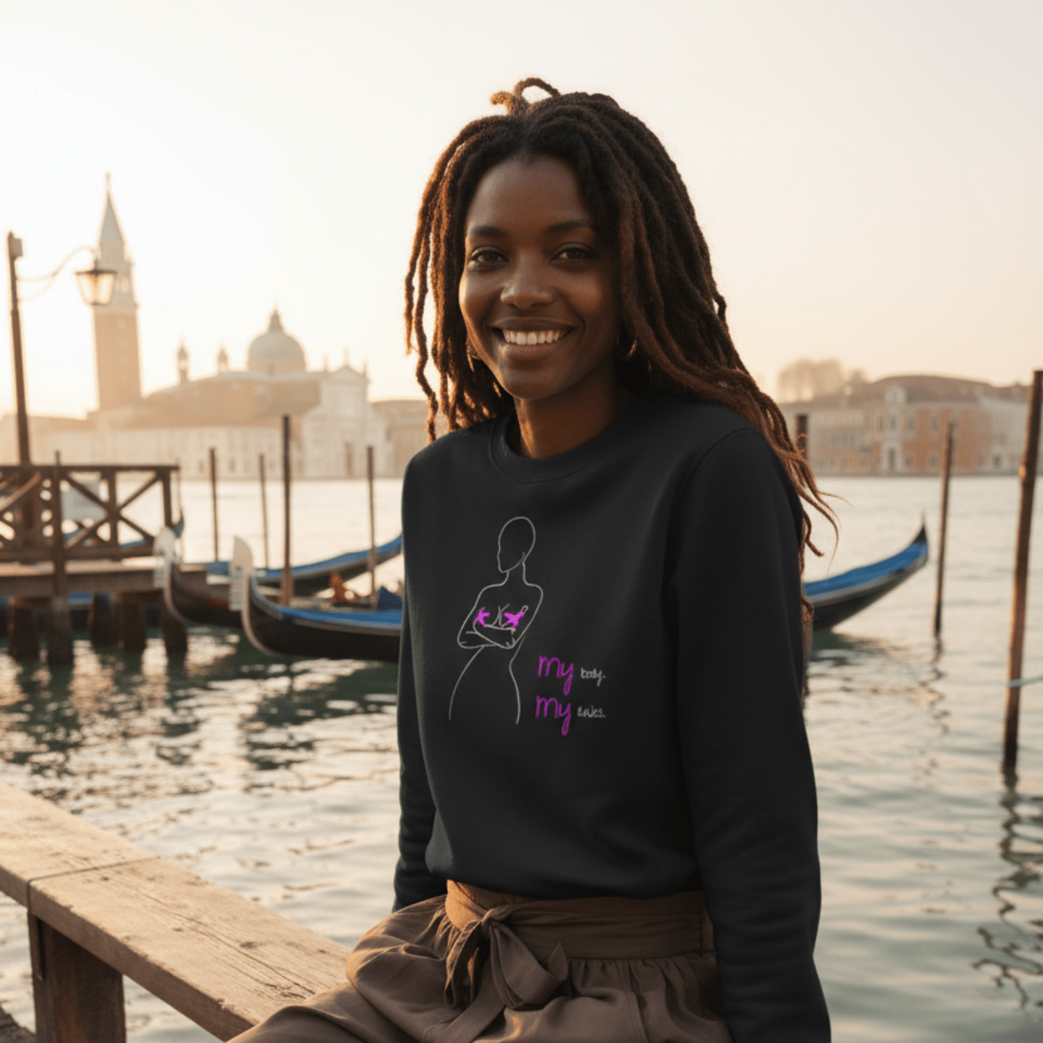 No Shit Shirts - Sweatshirt (Frontprint Large): My Body, My Rules - Body & Autonomy & Sexism - basic