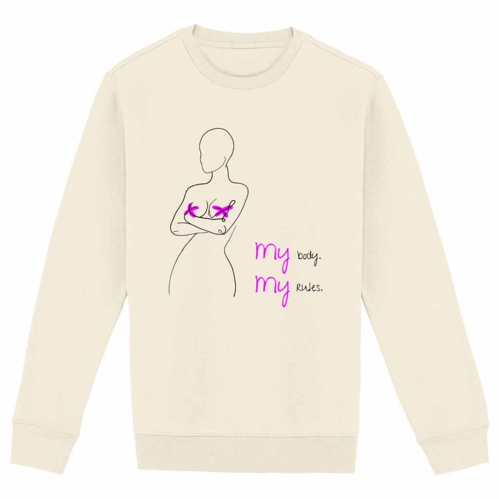 No Shit Shirts - Sweatshirt (Frontprint Large): My Body, My Rules - Body & Autonomy & Sexism - basic