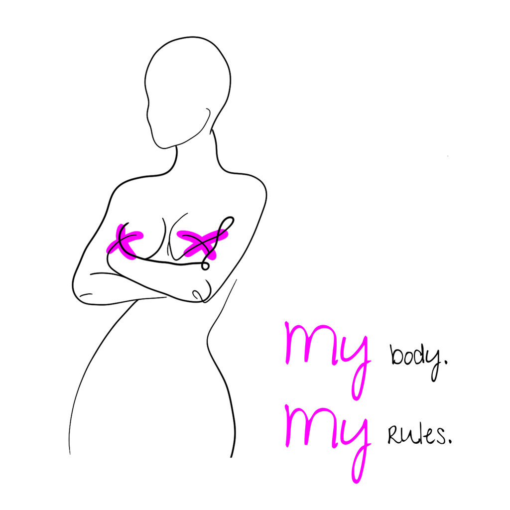 No Shit Shirts - Sweatshirt (Frontprint Large): My Body, My Rules - Body & Autonomy & Sexism - basic