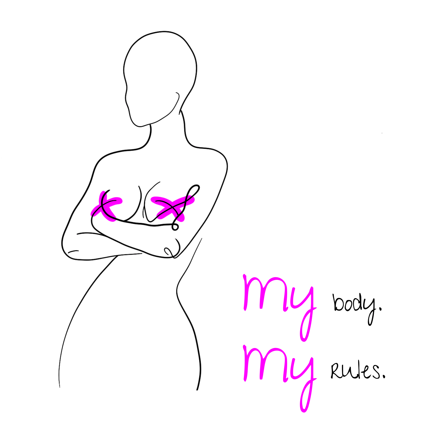 No Shit Shirts - Sweatshirt (Frontprint Large): My Body, My Rules - Body & Autonomy & Sexism - basic