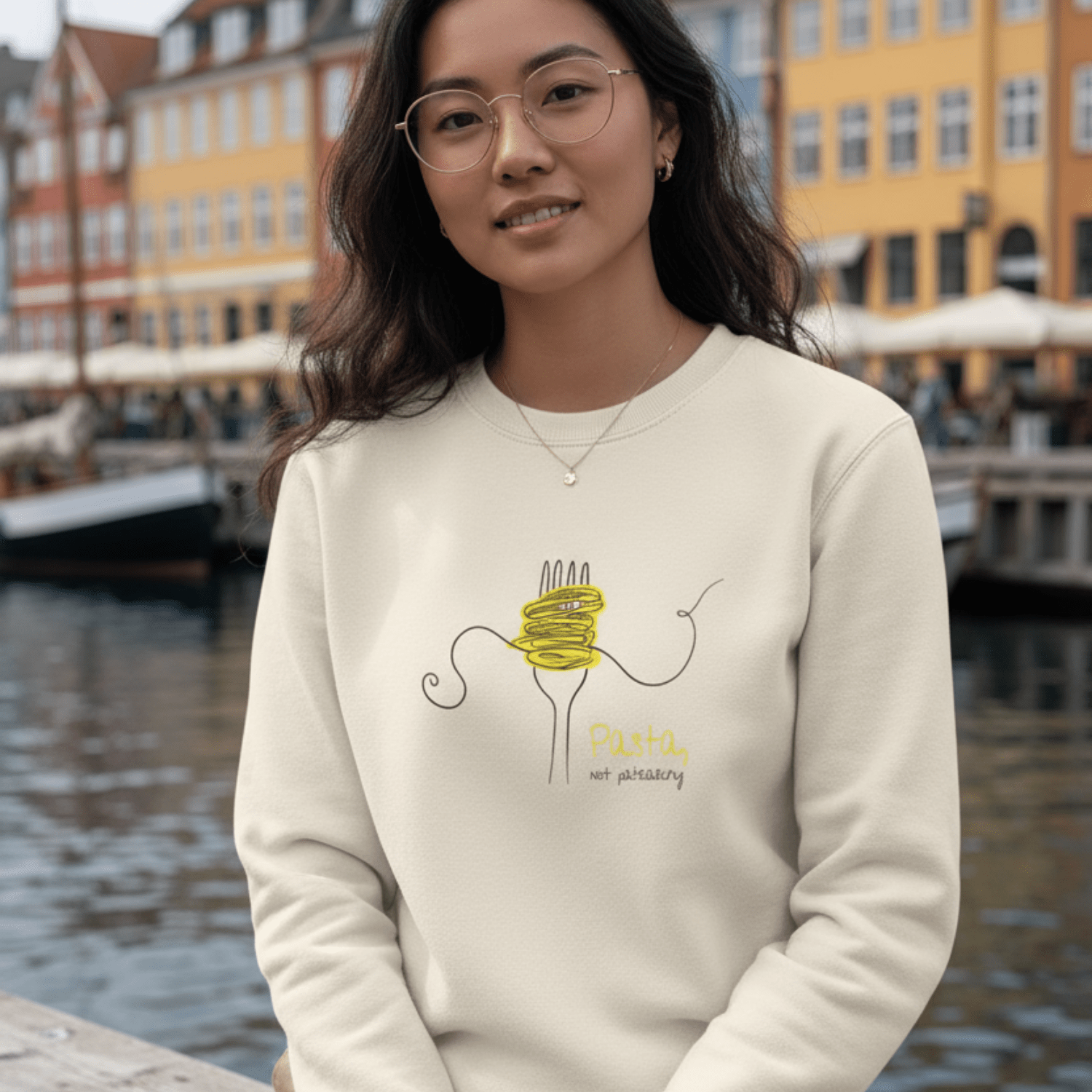 No Shit Shirts - Sweatshirt (Frontprint Large): Pasta, not patriarchy - Society & Patriarchy - basic