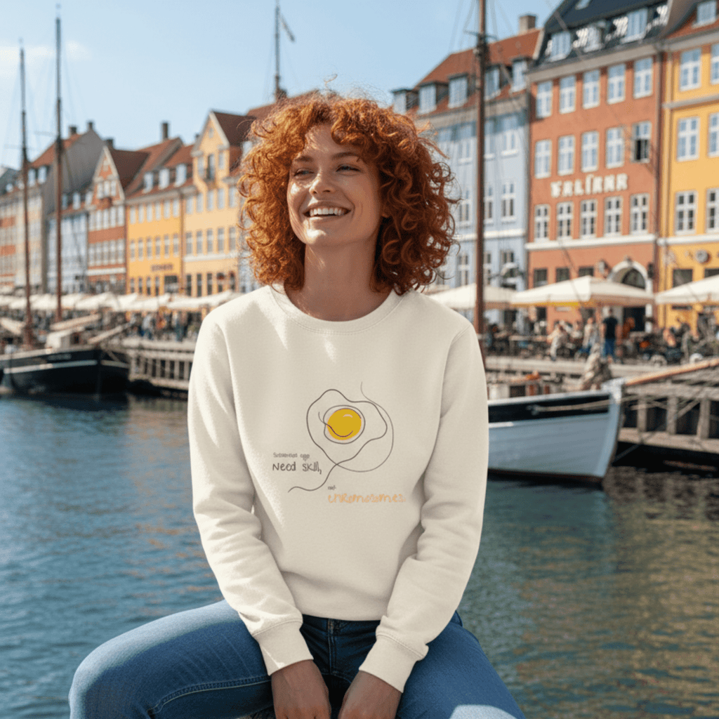 No Shit Shirts - Sweatshirt (Frontprint Large): Scrambled eggs need skill, not chromosomes. - Gender Roles - basic