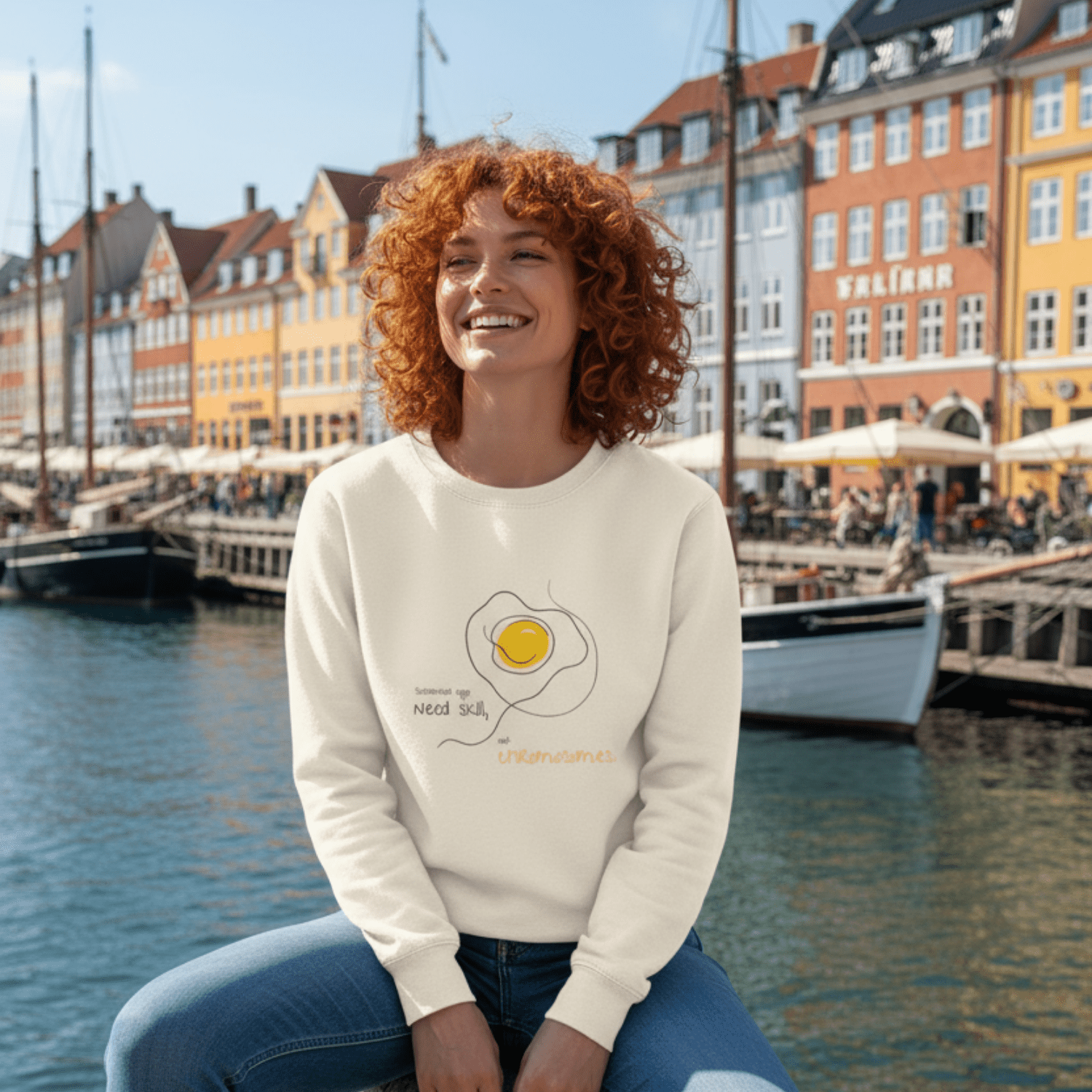 No Shit Shirts - Sweatshirt (Frontprint Large): Scrambled eggs need skill, not chromosomes. - Gender Roles - basic