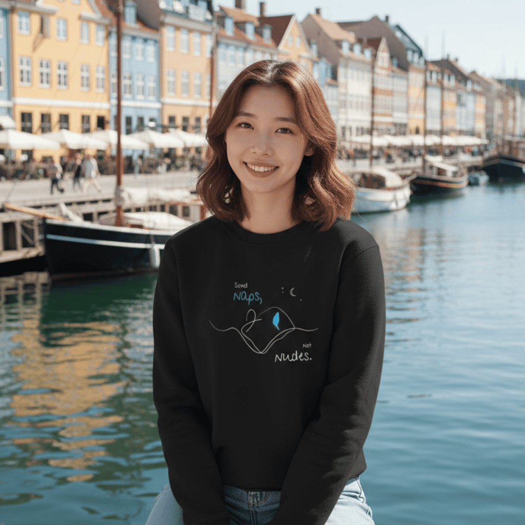 No Shit Shirts - Sweatshirt (Frontprint Large): Send Naps, Not Nudes - Body & Autonomy & Sexism - basic