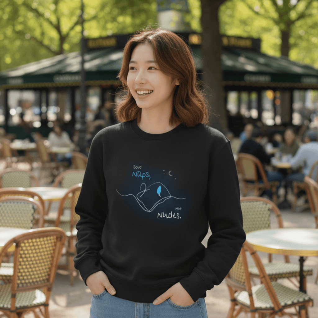 No Shit Shirts - Sweatshirt (Frontprint Large): Send Naps, Not Nudes - Body & Autonomy & Sexism - basic